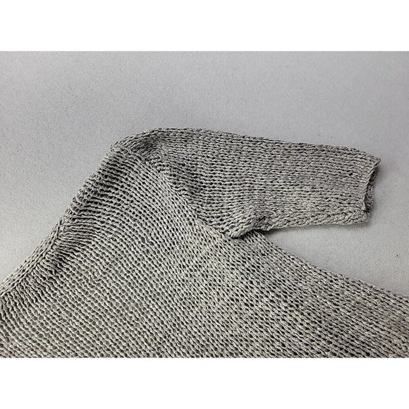 Eileen Fisher Women M Gray Open Cardigan Loose Knit Italian Yarn Sweater Crop - Picture 11 of 11